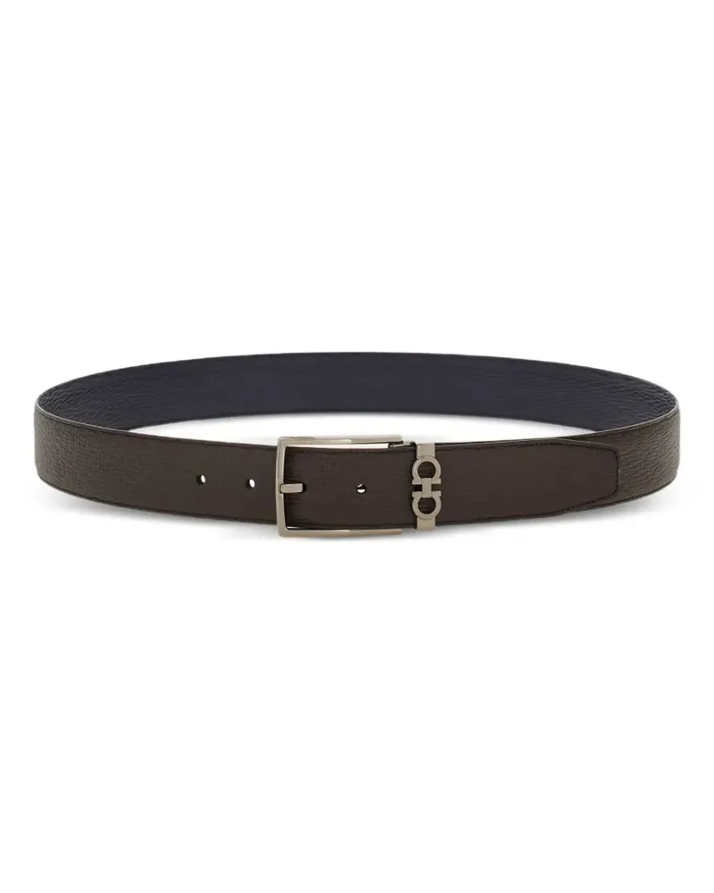 Ferragamo Gürtel mit Gancini-Schild - Testa di moro/Midnight blue Testa