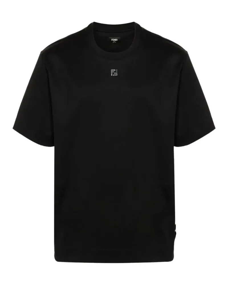 Fendi T-Shirt mit Logo-Schild - Schwarz Schwarz