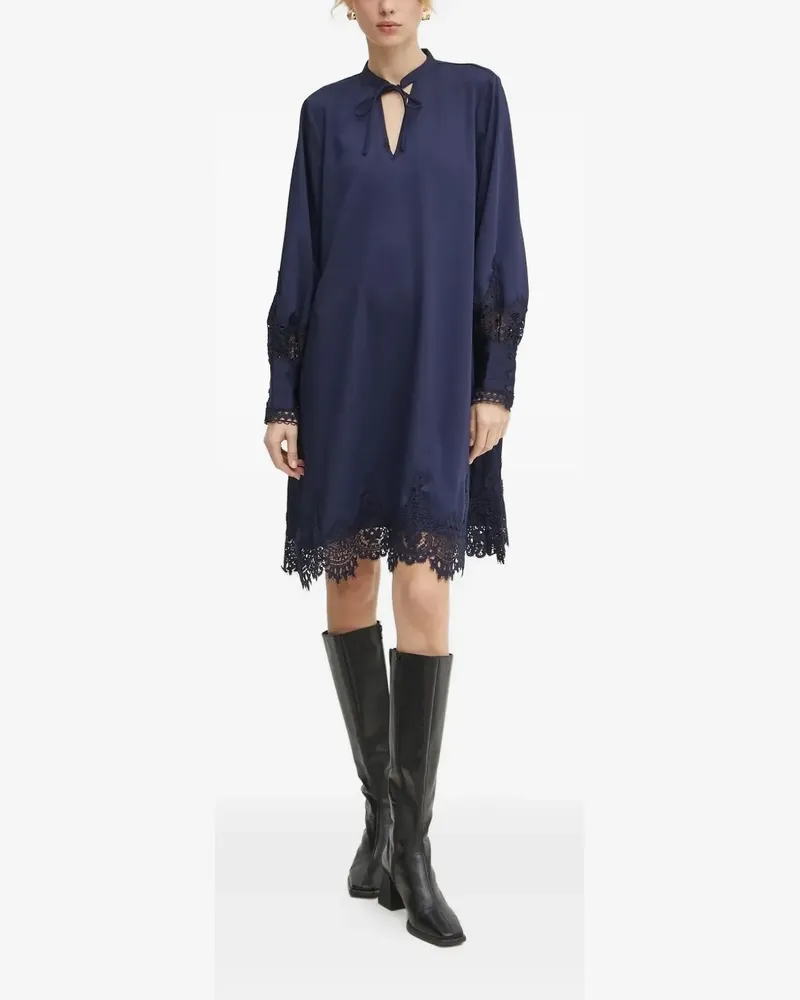 BRUUNS BAZAAR Midikleid mit Spitzenbesatz - Blau Blau