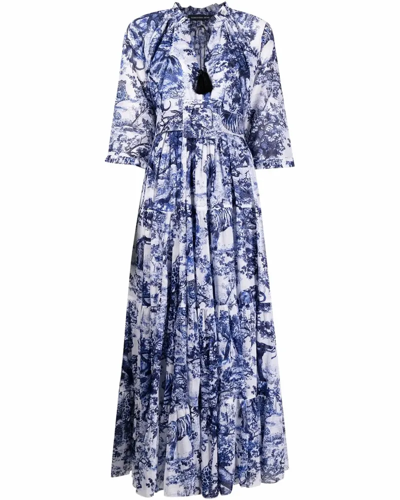 Samantha Sung Midikleid mit Stickerei - Blau Blau