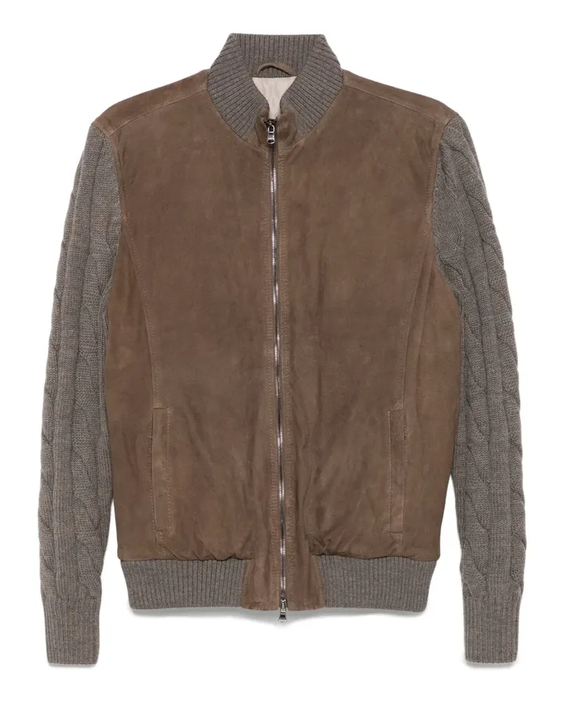 BARBA Wildlederjacke mit Zopfmuster - Braun Braun