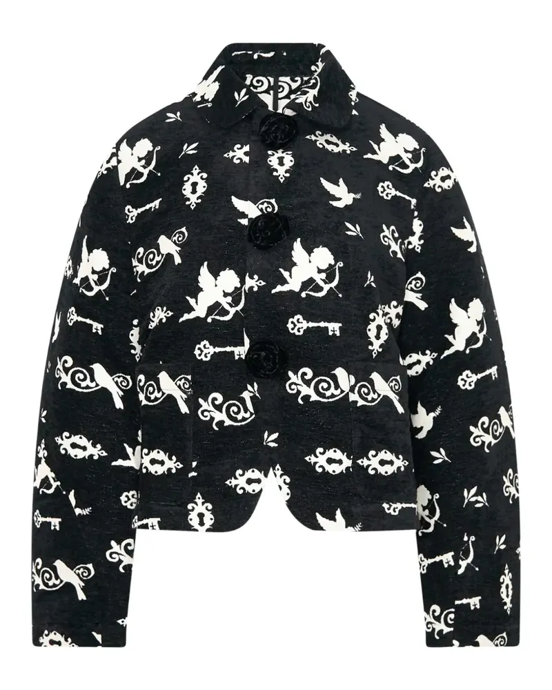 Renli Su Cropped-Jacke mit Cupid-Print - Schwarz Schwarz
