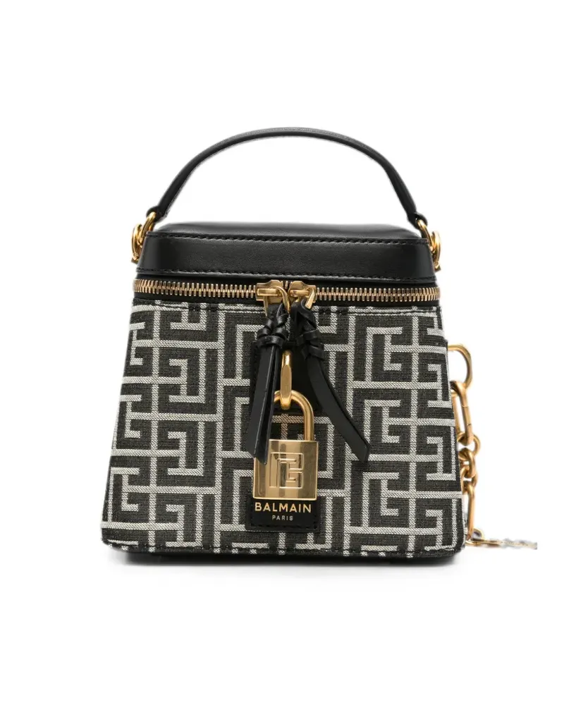 Balmain Monogram-pattern padlock mini bag - Schwarz Schwarz