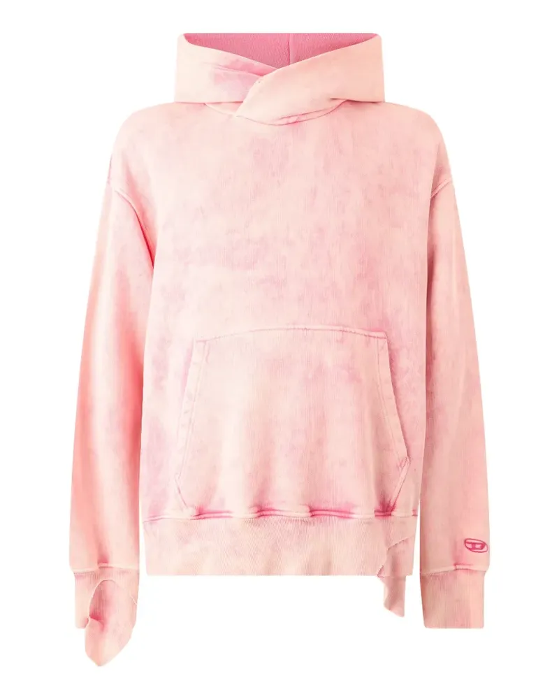 Diesel Hoodie im Acid-Wash- und Distressed-Look - Rosa Rosa