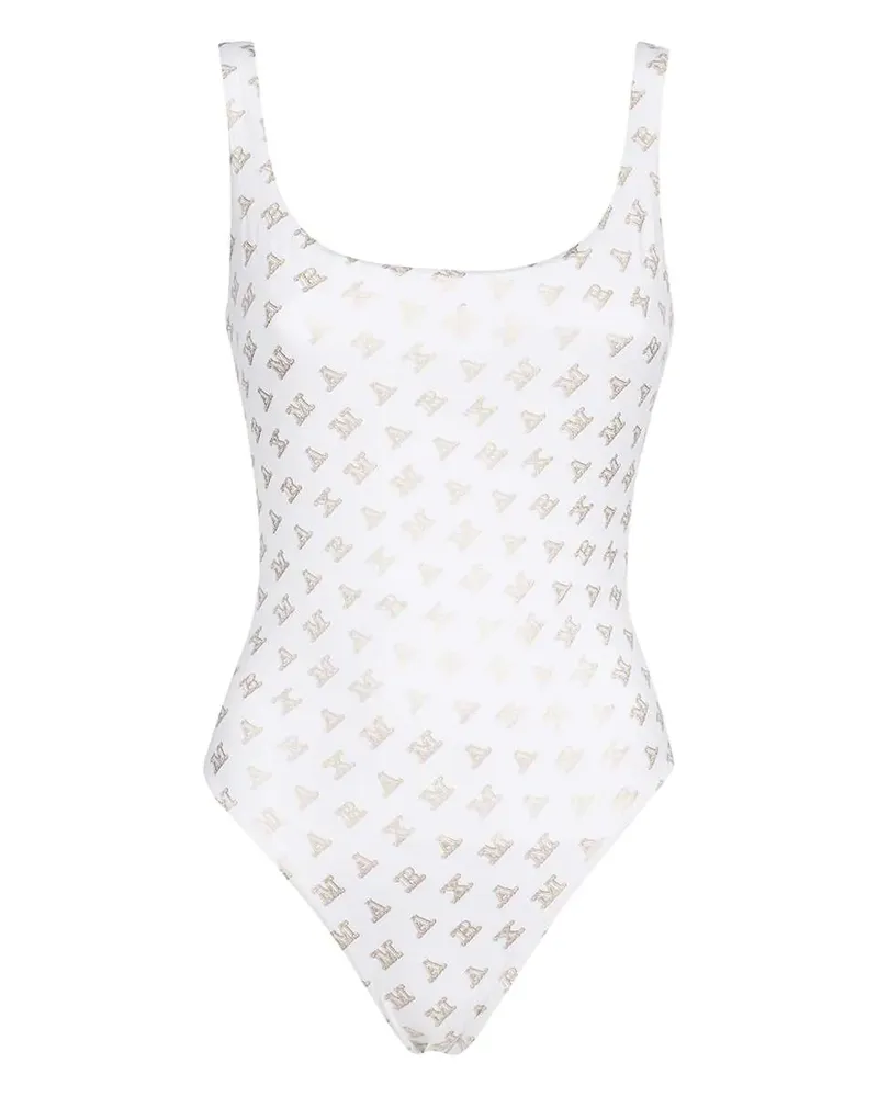 Max Mara Badeanzug mit Logo-Print - Weiß Weiß