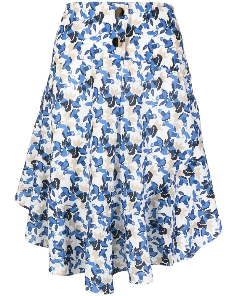 Bambah Asymmetrischer Rock mit Blumen-Print Blau