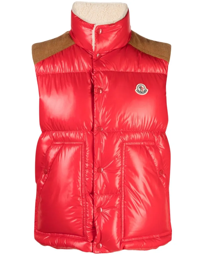 Moncler Ardeche Daunenweste mit Logo-Patch - Rot Rot