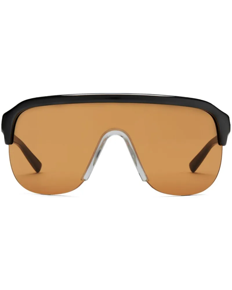 Gucci Halbrand-Sonnenbrille mit Shield-Gestell - Schwarz Schwarz