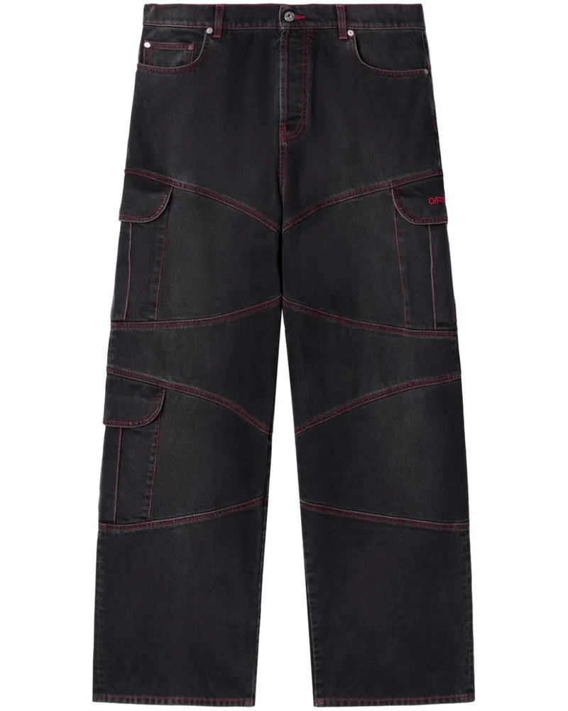 OFF-WHITE Gerade Script Samurai Jeans Schwarz