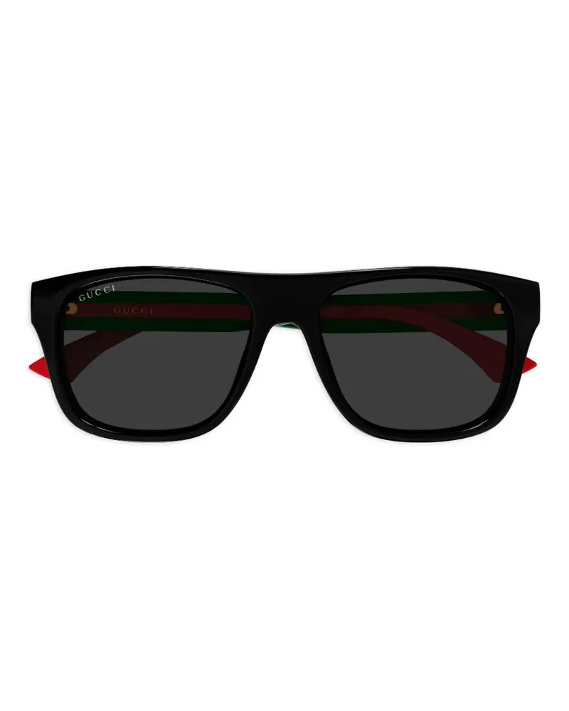 Gucci Eckige Sonnenbrille mit Streifen - Schwarz Schwarz