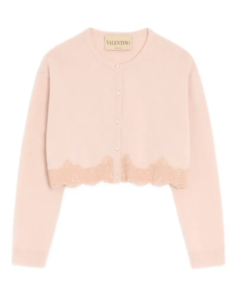 Valentino Garavani lace-trim wool cardigan - Rosa Rosa