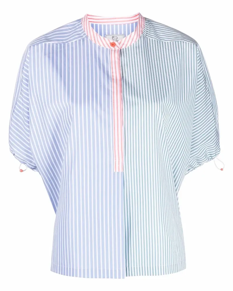 Woolrich Gestreifte Bluse mit Kontrasteinsatz - Grün Grün