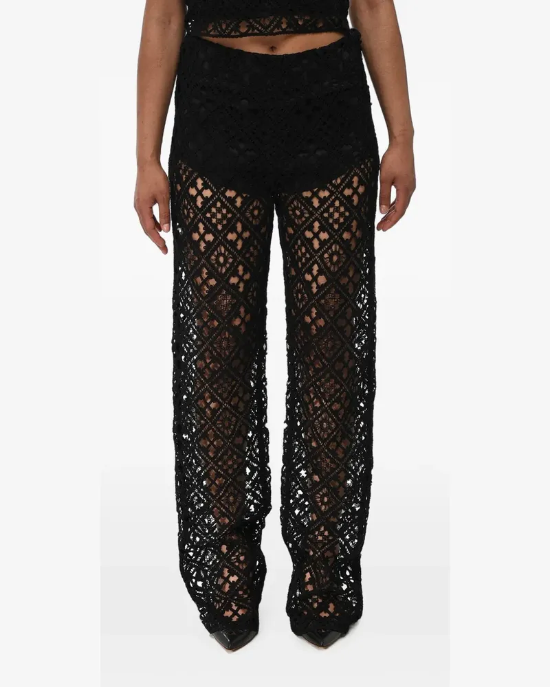 OFF-WHITE crochet-knit palazzo trousers - Schwarz Schwarz