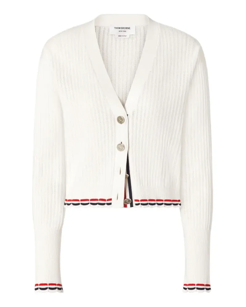 Thom Browne Cardigan aus Pointelle-Strick - Weiß Weiß