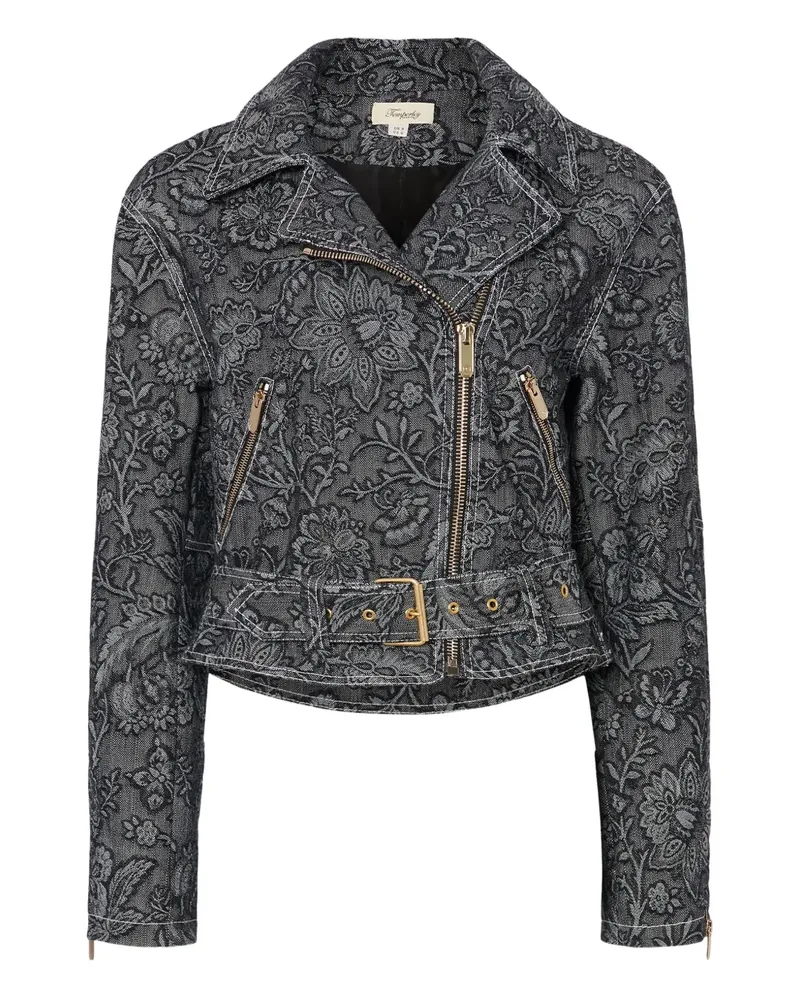 Temperley London Bikerjacke mit Blumen-Print - Schwarz Schwarz