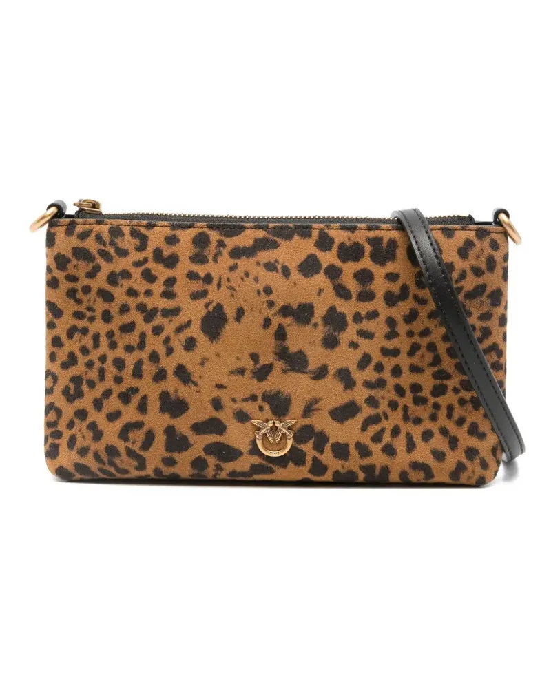 Pinko small leopard-print clutch bag - Braun Braun