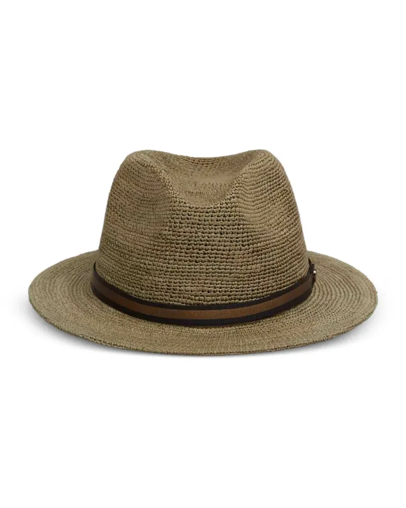Borsalino Gewebter Fedora mit Ripsbandbesatz - Nude Nude