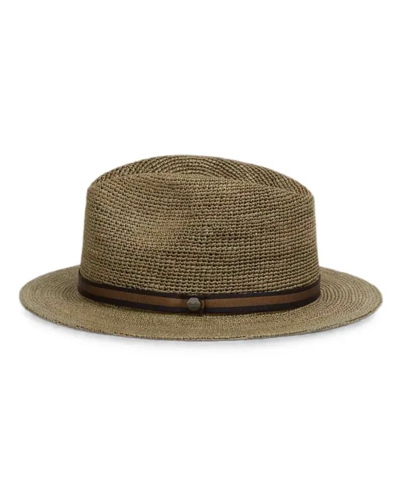 Borsalino woven-design grosgrain-trim fedora hat - Nude Nude