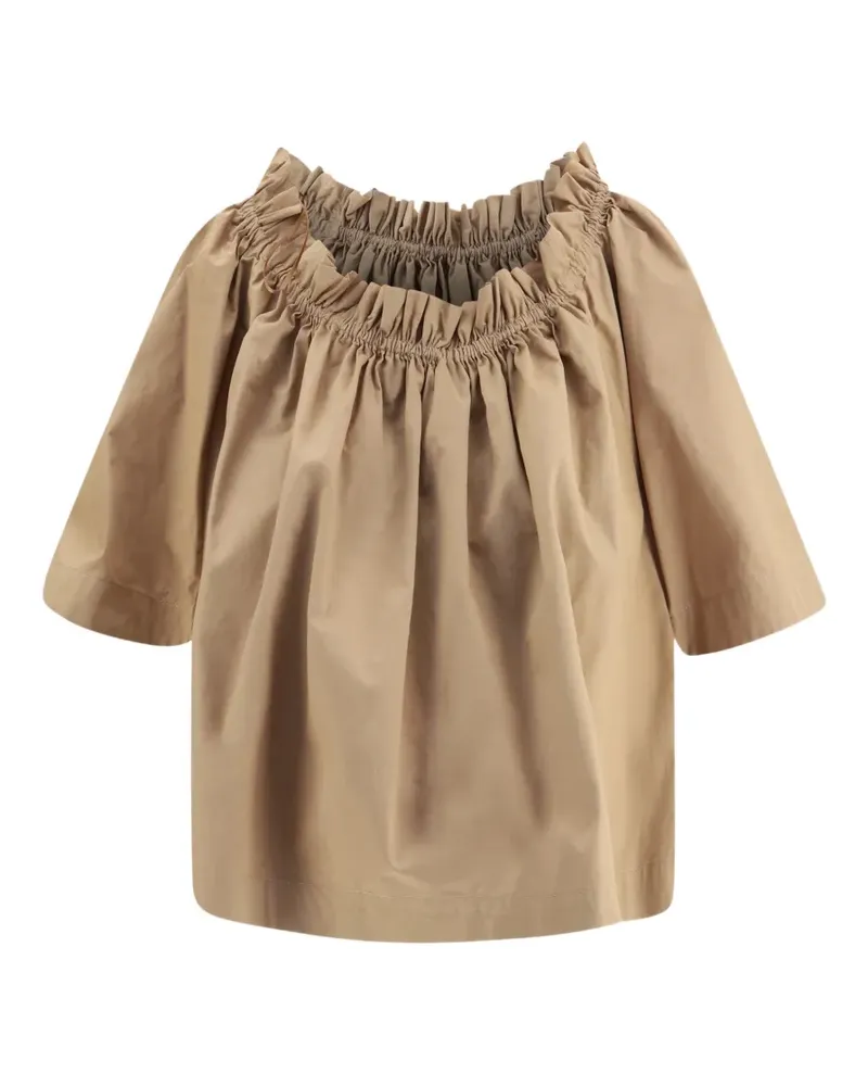 Saint Laurent ruffled gathered top - Nude Nude