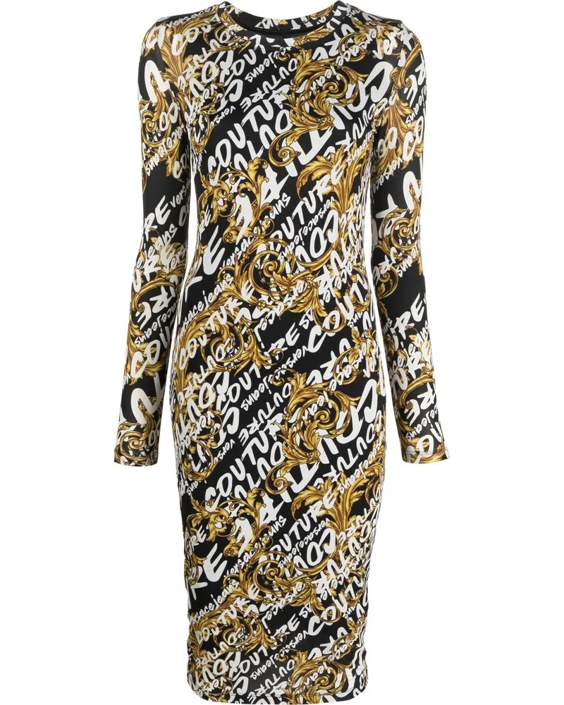 Versace Jeans Kleid mit Barock-Print - Schwarz Schwarz