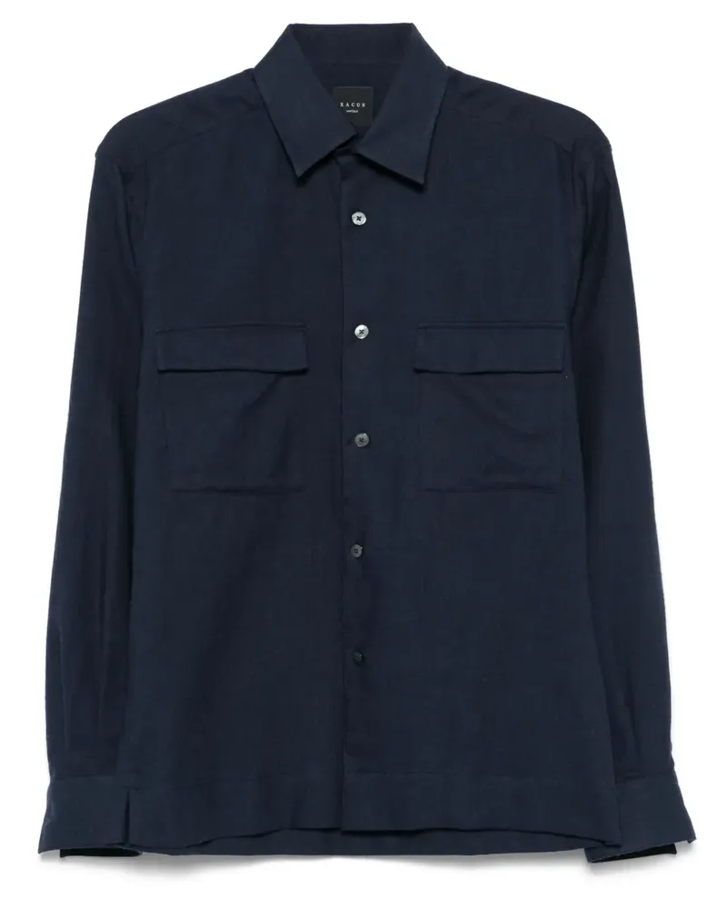 XACUS Klassisches Flanellhemd - Blau Blau