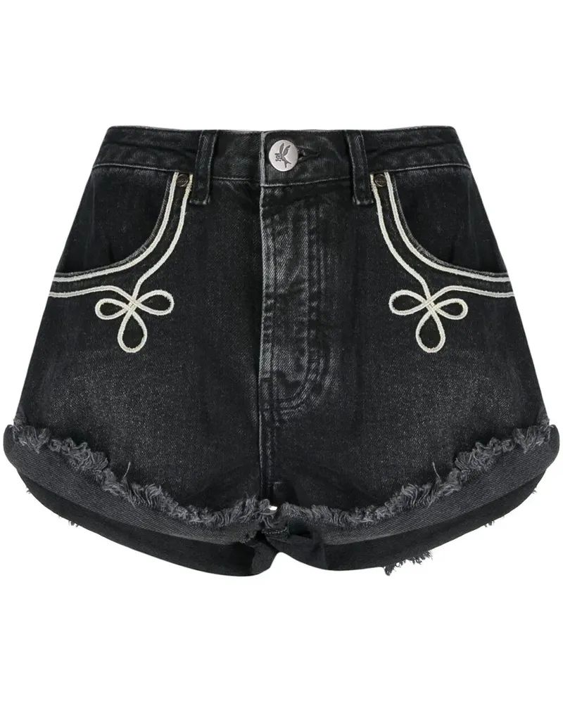 One Teaspoon Jeans-Shorts mit ausgefransten Kanten - Schwarz Schwarz