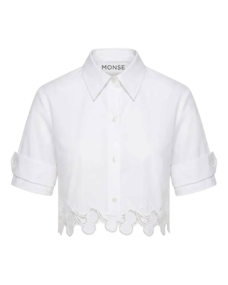 Monse lace-trim cropped short-sleeve shirt - Weiß Weiß