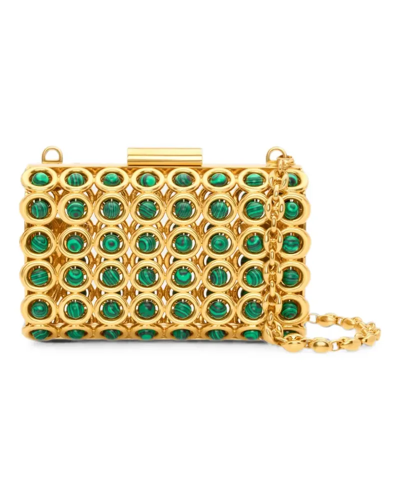 Oscar de la Renta Mini Saturn Clutch im Cage-Style mit Malachit - Gold Gold