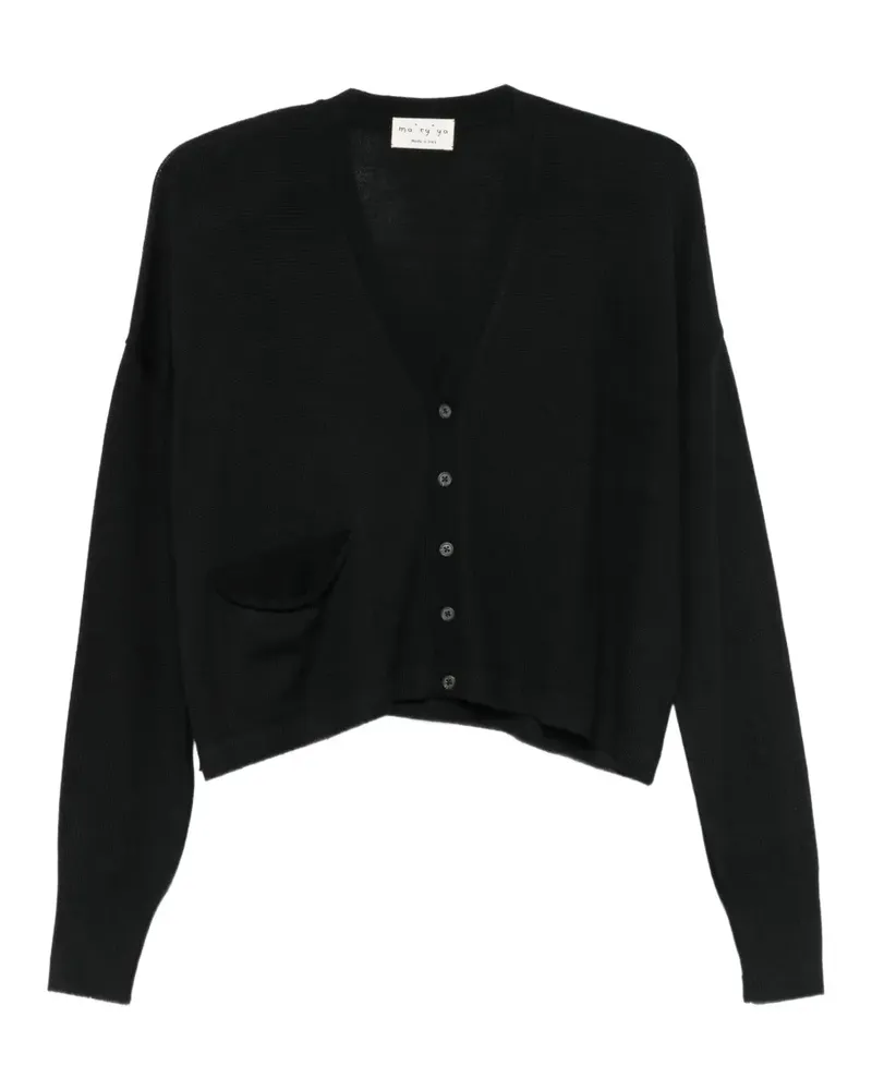 MA'RY'YA Cardigan mit V-Ausschnitt - Schwarz Schwarz