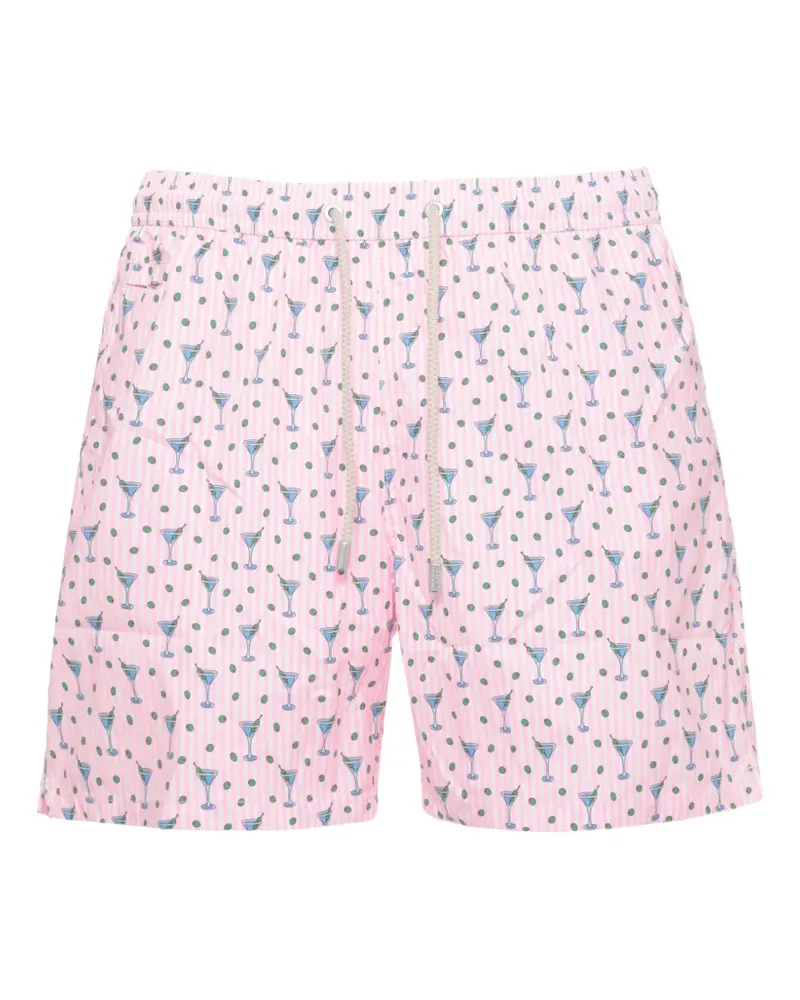 MC2 Saint Barth Lighting Micro cocktail-print striped swim shorts - Rosa Rosa