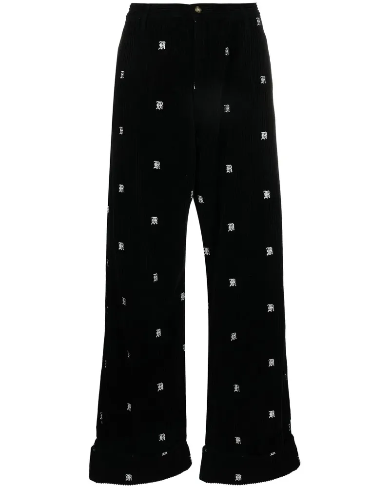 R13 Cordhose mit Logo-Stickerei - Schwarz Schwarz