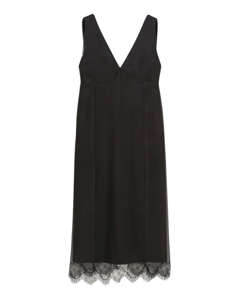 Carven Midikleid mit Spitzenbesatz - Schwarz Schwarz