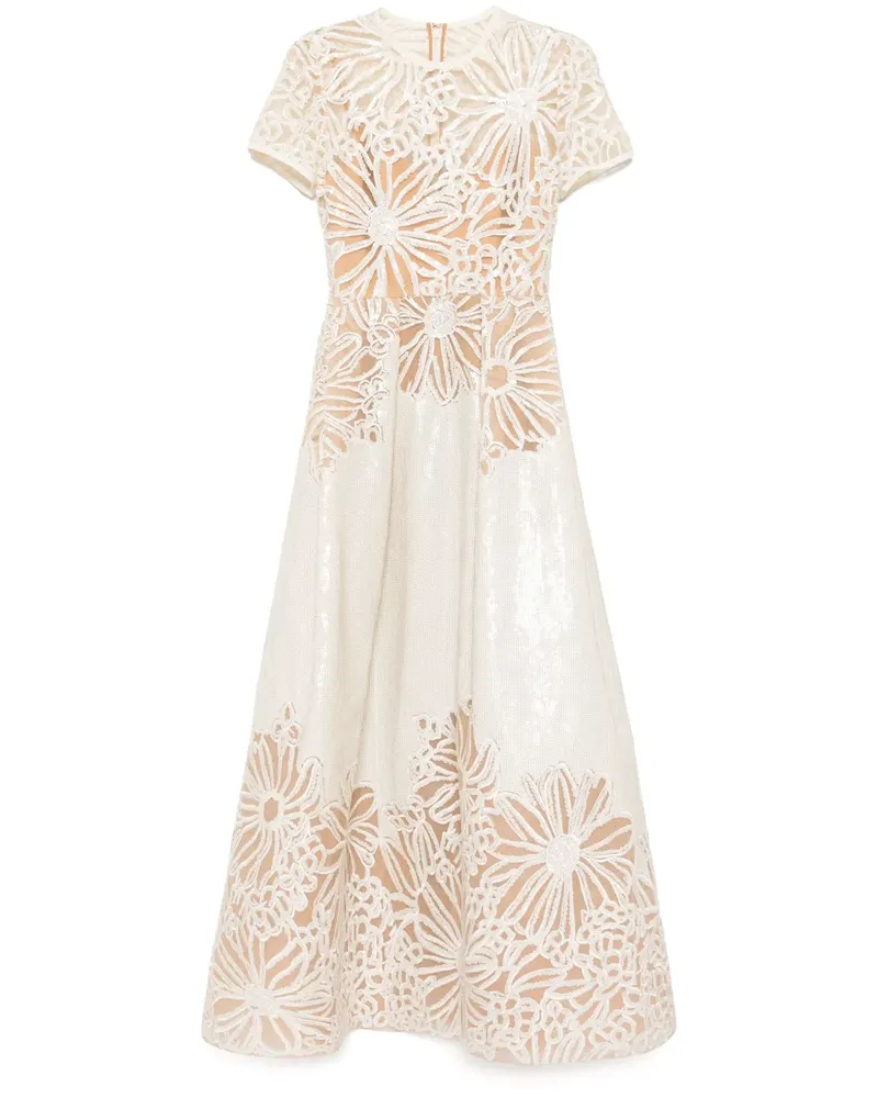 Elie Saab Besticktes Midikleid - Weiß Weiß