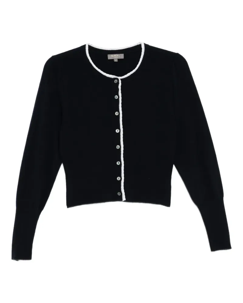 N.Peal Cardigan mit Spitzenbesatz - Blau Blau