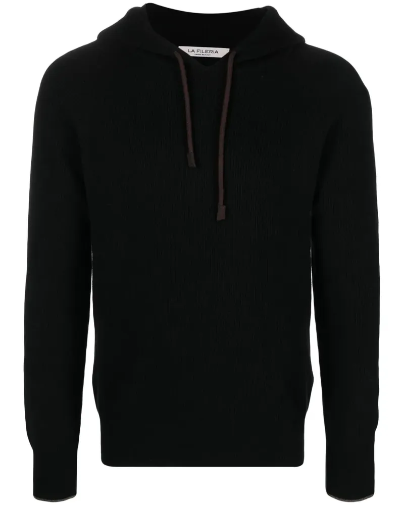 La Fileria Hoodie aus geripptem Strick - Schwarz Schwarz