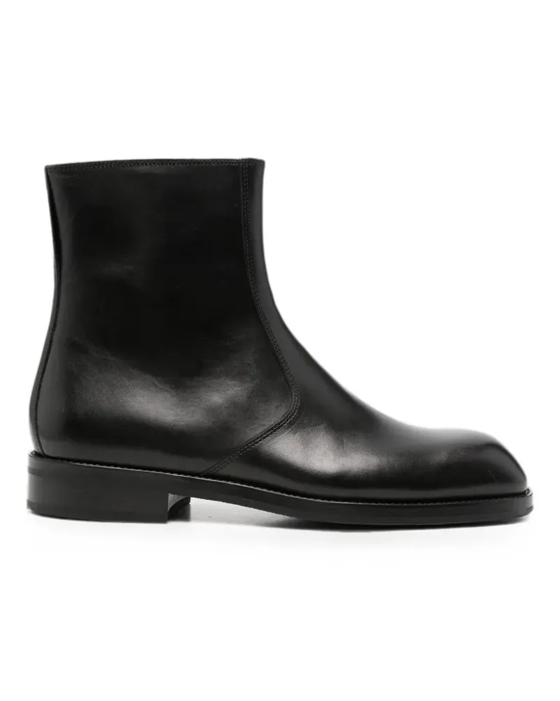 Christophe Lemaire Knöchelhohe Lederstiefel - Schwarz Schwarz