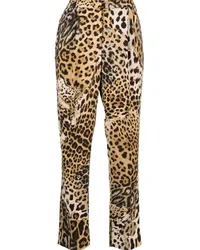 Roberto Cavalli Cropped-Hose mit Tiger-Print Nude