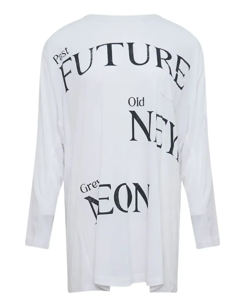 OPEN YY Langarmshirt mit Slogan-Print - Weiß Weiß