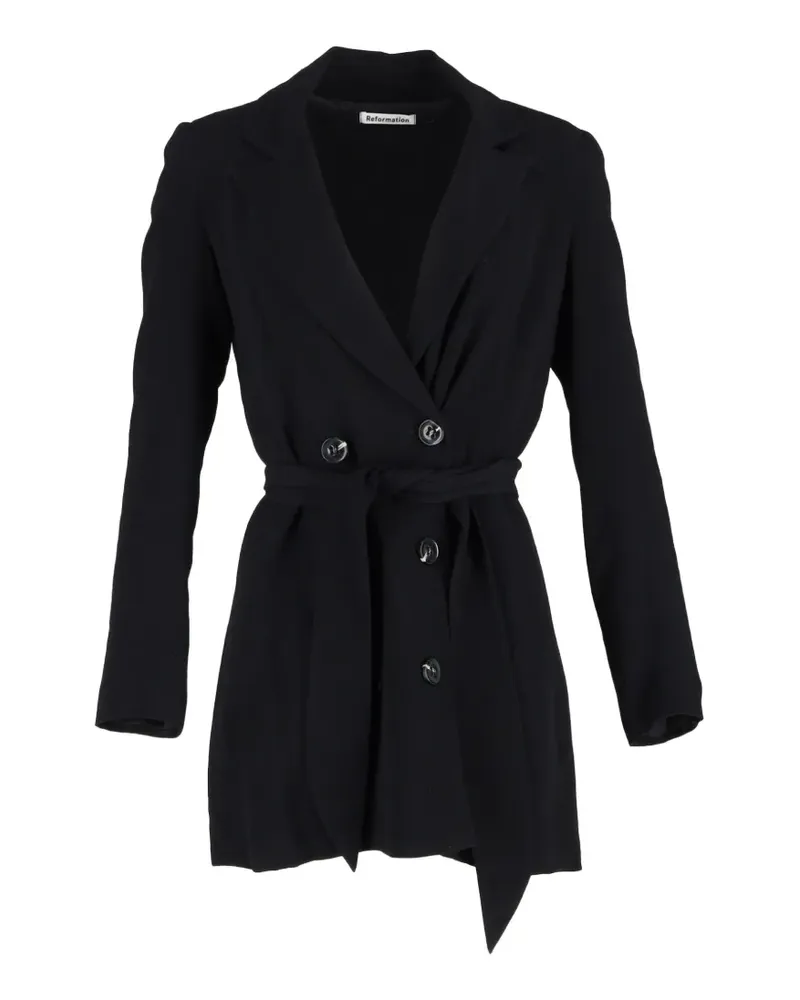 Reformation Doppelreihiges Minikleid mit Gürtel - Schwarz Schwarz