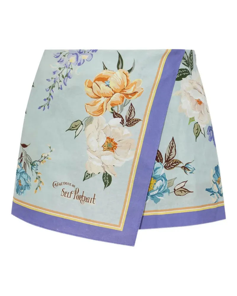 Self-Portrait Shorts mit Blumen-Print - Blau Blau