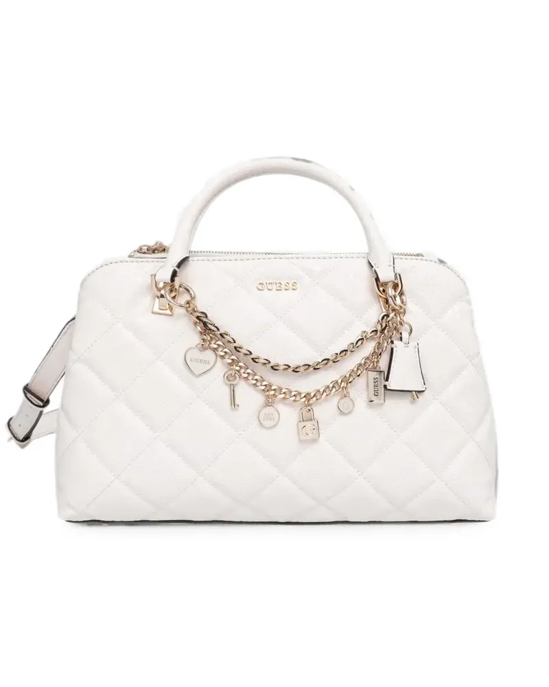 Guess Libby quilted charm-detail tote bag - Nude Nude