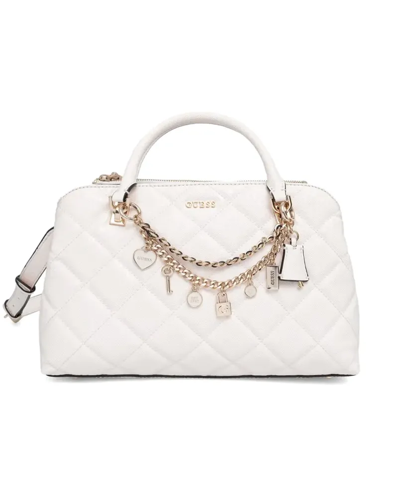 Guess Libby quilted charm-detail tote bag - Nude Nude