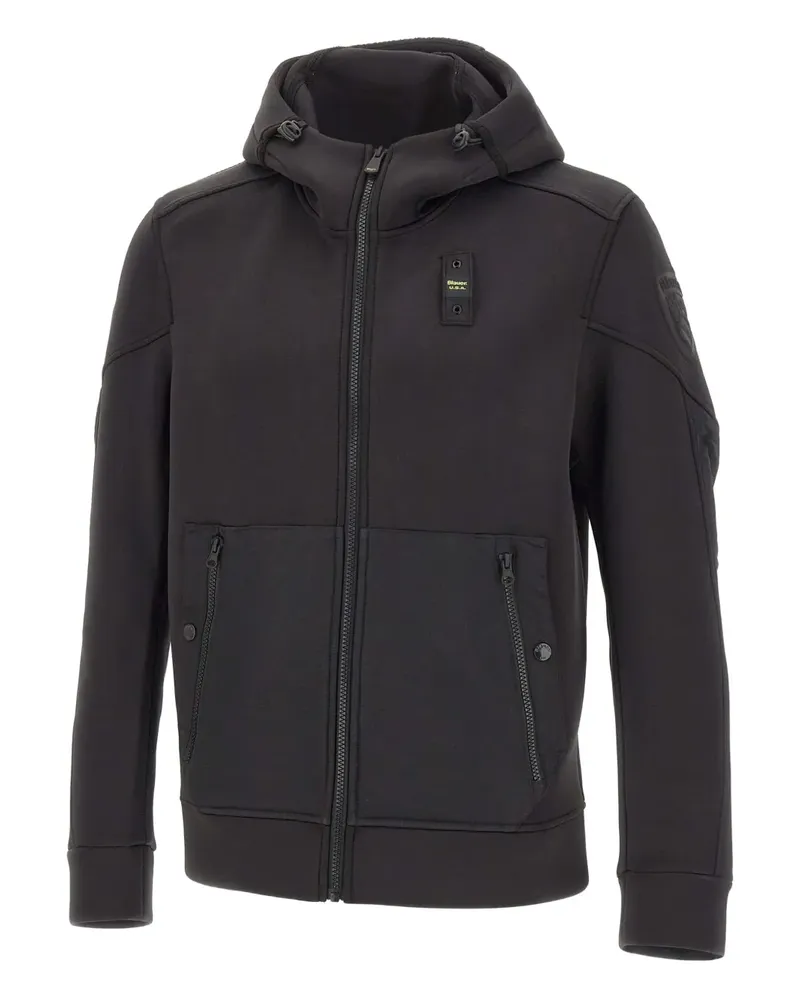 Blauer Kapuzenjacke mit Kordelzug - Schwarz Schwarz