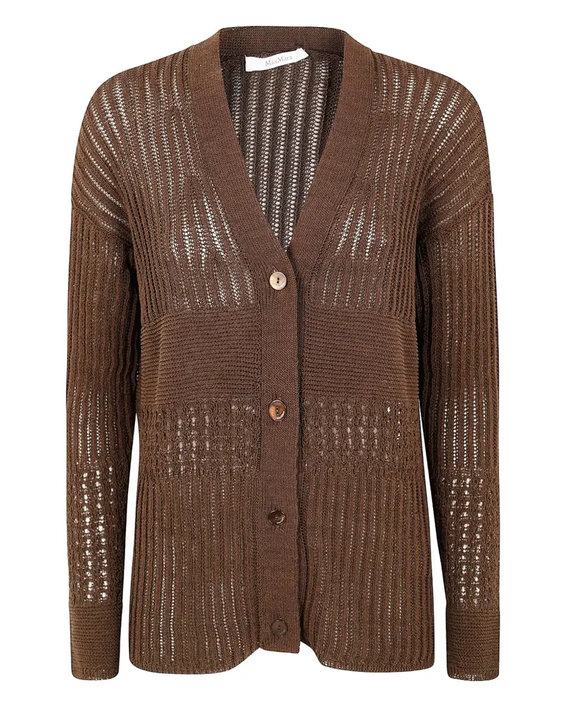 Max Mara Cardigan mit Lochstrickmuster - Braun Braun
