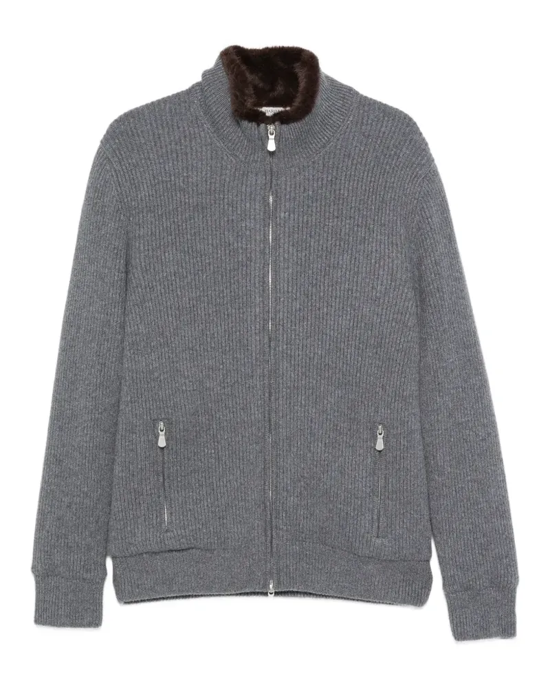 BARBA Gerippter Strickpullover - Grau Grau