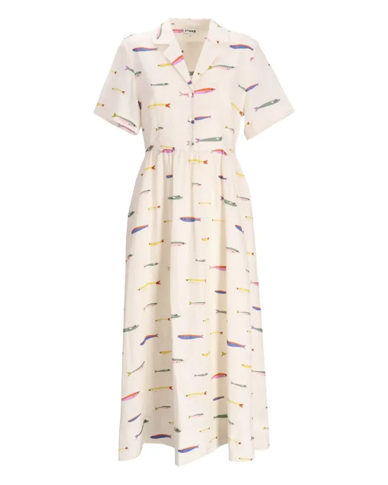 STAUD Meryl linen maxi shirt dress - Nude Nude