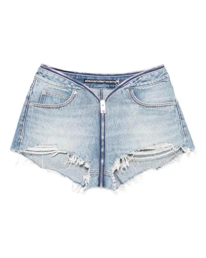 Alexander Wang distressed zip denim shorts - Blau Blau