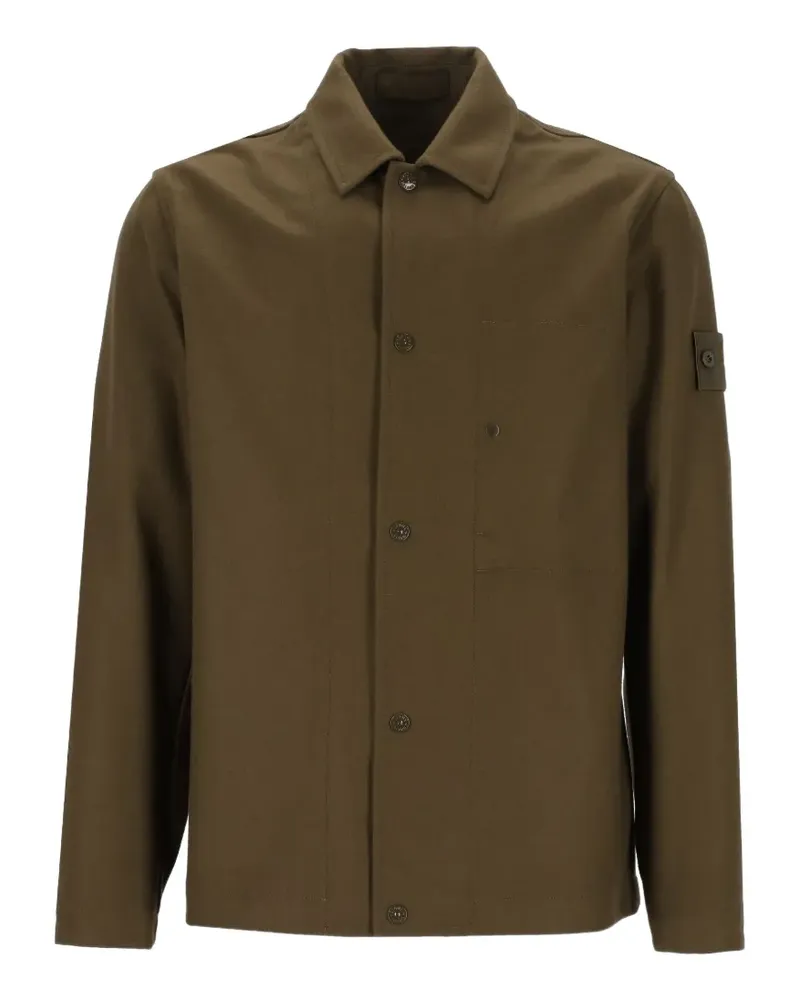 Stone Island 1200020 Flanell aus Wolle und Nylon D.I. Ghost Hemdjacke - Grün Grün
