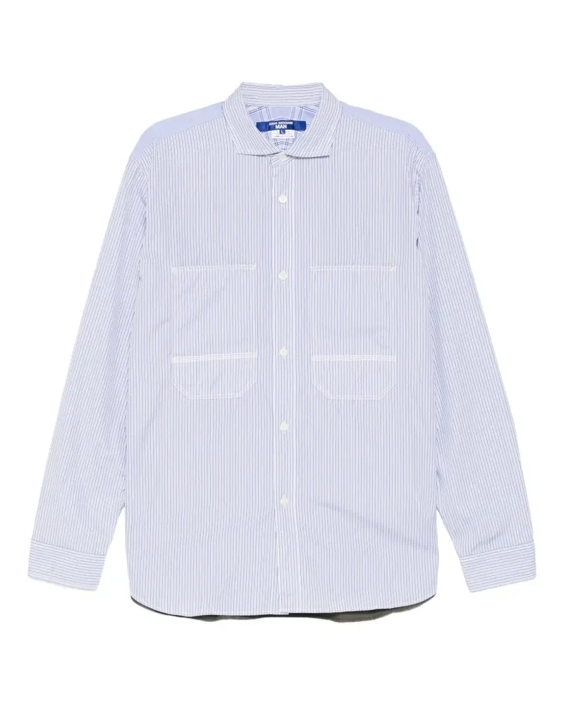 Junya Watanabe vertical-stripe patch-pocket shirt - Blau Blau