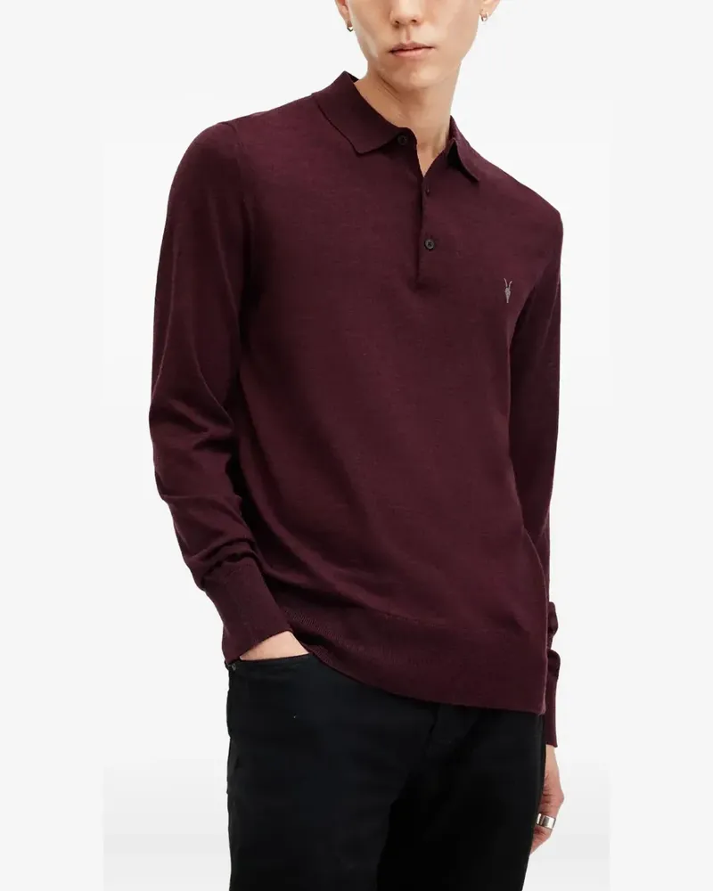 AllSaints Langärmeliger Pullover mit Polokragen - Rot Rot